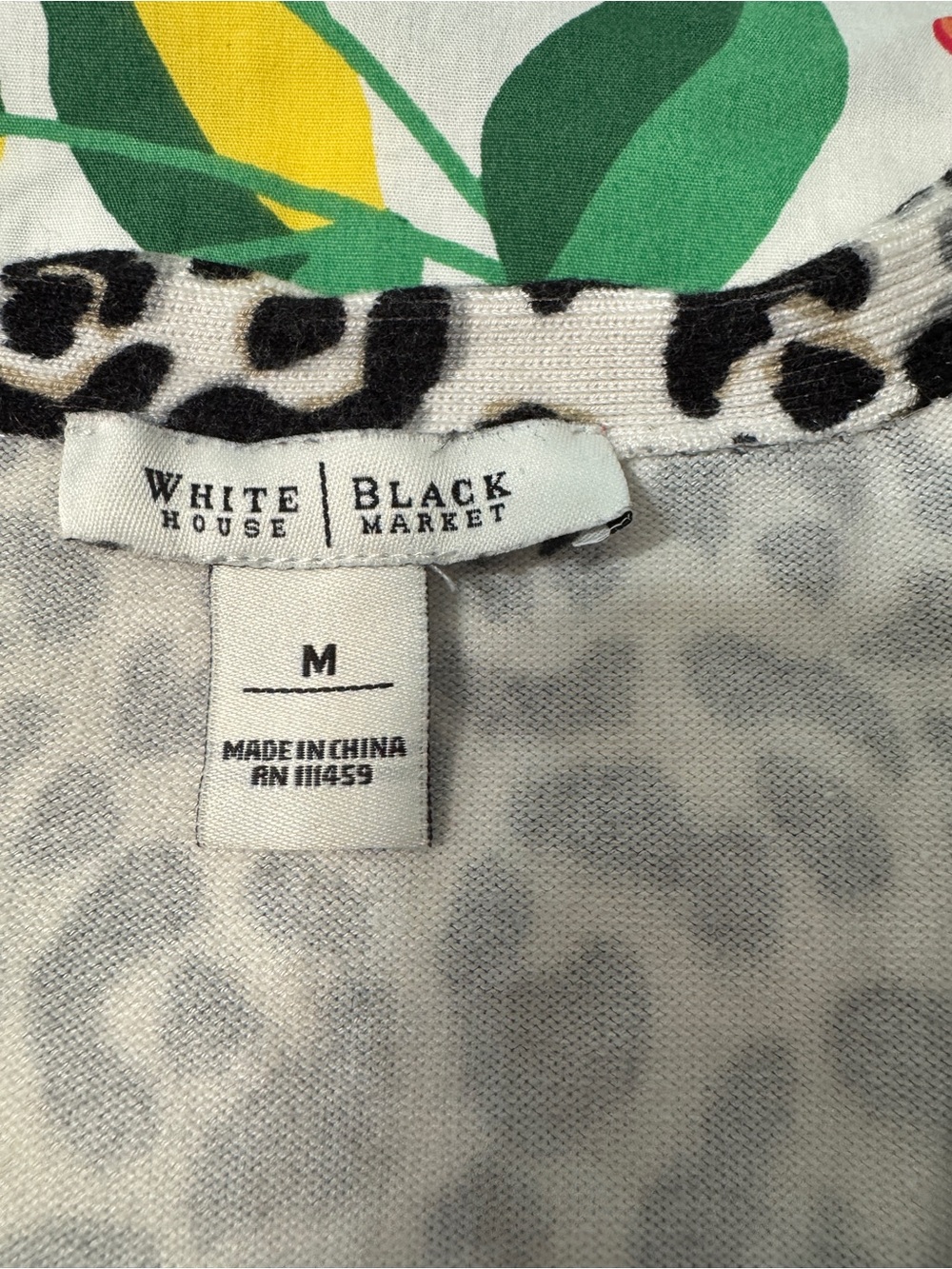 White House Black Market Black and White Leopard-Print V-Neck Cardigan - Picture 5 of 9